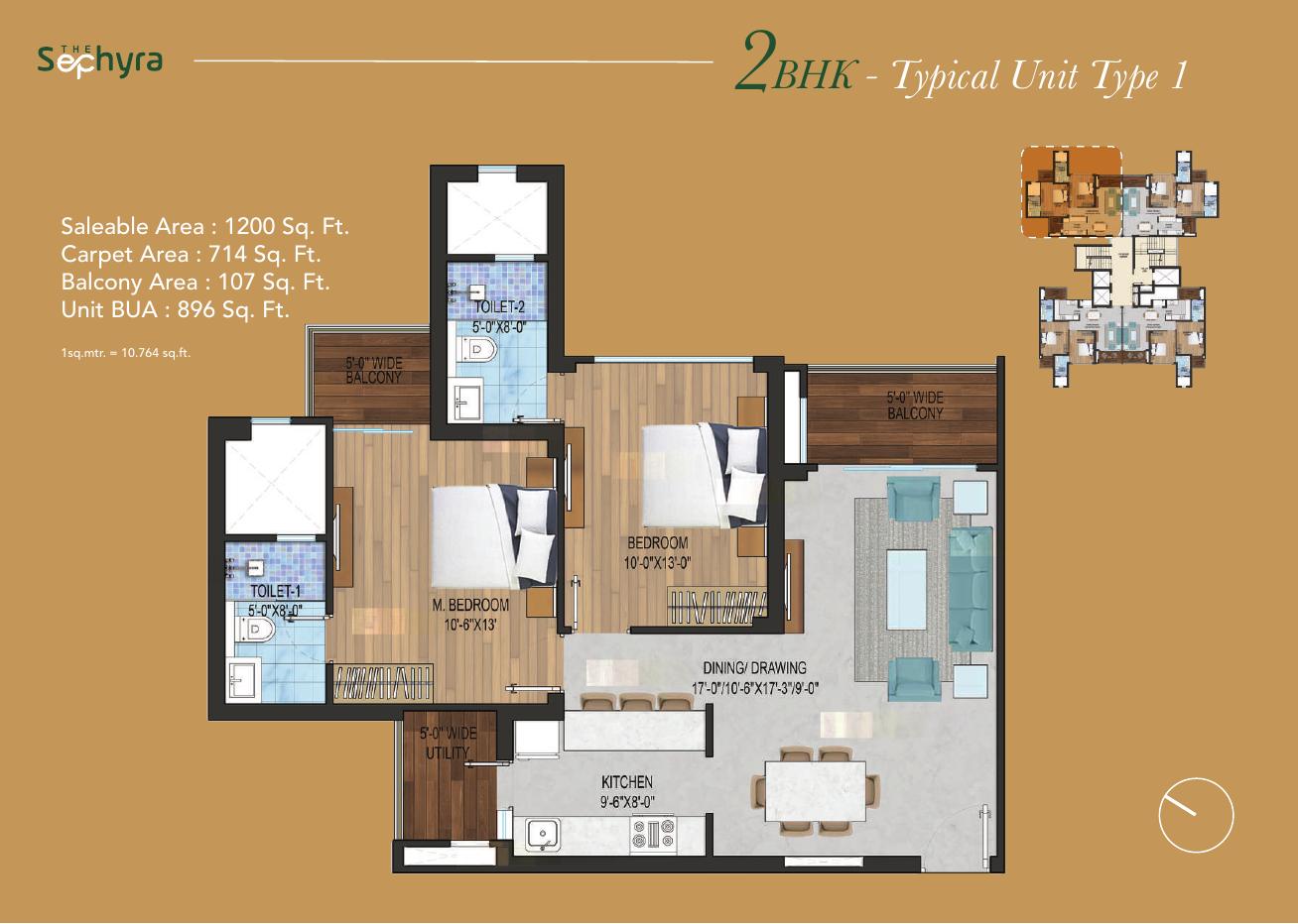 2 BHK Typical Unit Type 1